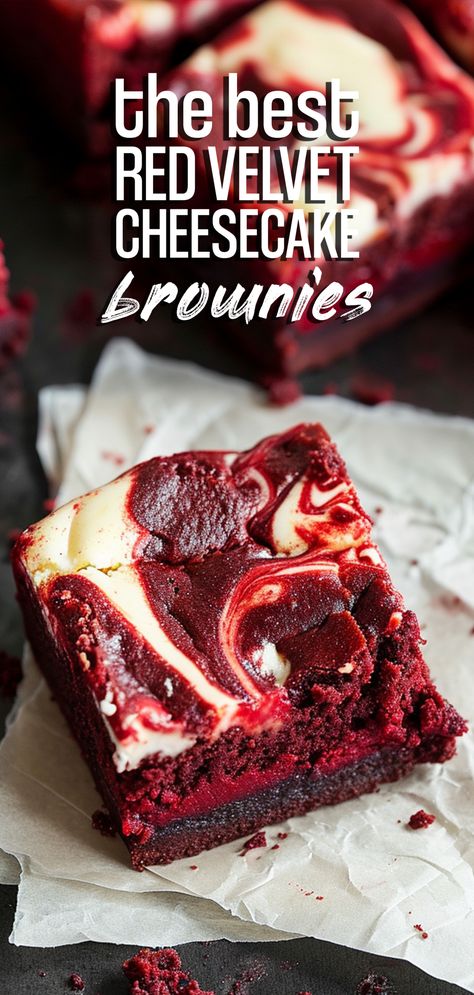 Cheesecake Red Velvet Brownies, Red Brownies Velvet, Red Velvet Bars Cream Cheese, Red Velvet Cheesecake Cake Recipe, Red Velvet Cake Brownies, Red Velvet Brownie Cheesecake, Red Velvet Brownies With Cream Cheese, Red Velvet And Chocolate Cake, Red Velvet Strawberry Cheesecake