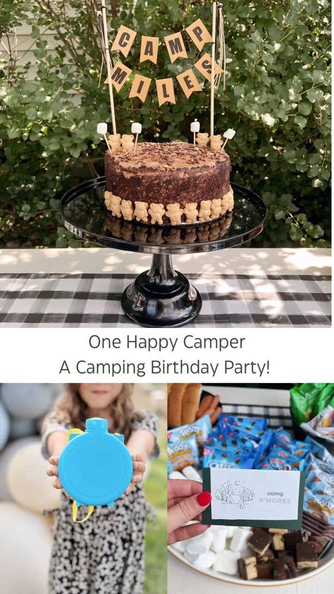 Camping Themed Birthday Party - traditionallycozy.com Birthday Party Camping Theme, Party Camping Theme, Camp Themed Birthday Party, Camp Themed Birthday, Birthday Party Camping, Camping Themed Birthday Party, Campfire Birthday, Camp Birthday, Camping Theme Birthday Party