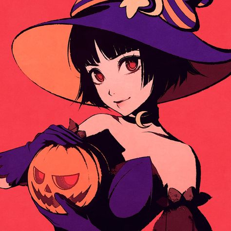 moshimoshibe on Twitter: "pyromakoto… " Cute Halloween Pfp, Arte 8 Bits, Anime Halloween, Witches Hat, Gambar Figur, 5 Anime, Halloween Icons, Persona 5, Halloween Girl