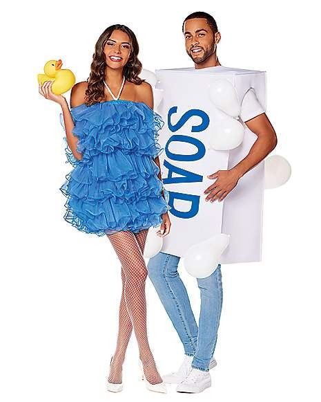 Adult Soap and Loofah Costumes - Spirithalloween.com Soap And Loofah Costume, Fake Bubbles, Soap Costume, Funny Mens Costumes, Loofah Costume, Duck Halloween Costume, Couples Costumes Creative, Funny Couple Costumes, Halloween Duos