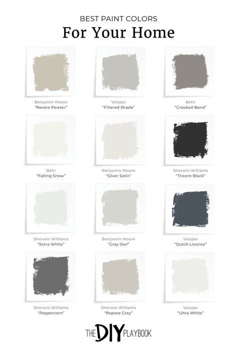 Favorite Neutral Paint Colors in Our Homes | The DIY Playbook Bedroom Colours, Light Grey Paint Colors, Best Neutral Paint Colors, Interior Paint Colors Schemes, Dark Grey Paint, Best Interior Paint, House Paint Color Combination, Hall House, Color Combinations Paint