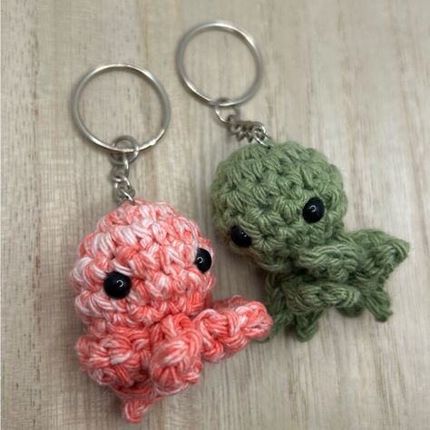 (1) Crochet Octopus Keychain Handmade By Me Unique And One Of A Kind! My Own Pattern. Great Gift, Or Use Yourself. For Keys, Bags, Backpacks, Check Out My Closet, Bundle & Save Octopus Keychain, Keychain Pattern, Baby Frock Pattern, Crochet Octopus, Crochet Keychain Pattern, Crochet Business, Keychain Handmade, Crochet Stars, Crochet Baby Clothes