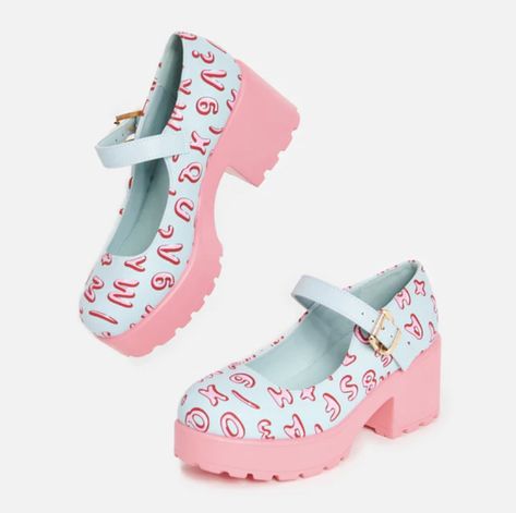 Melanie Martinez Mary Janes, Melanie Martinez Koi Shoes, Melanie Martinez Koi Footwear, Melanie Martinez Shoes, Sanario Shoes, Pastel Mary Janes, Chunky Mary Jane Shoes, Strawberry Mary Janes, Blue Mary Janes