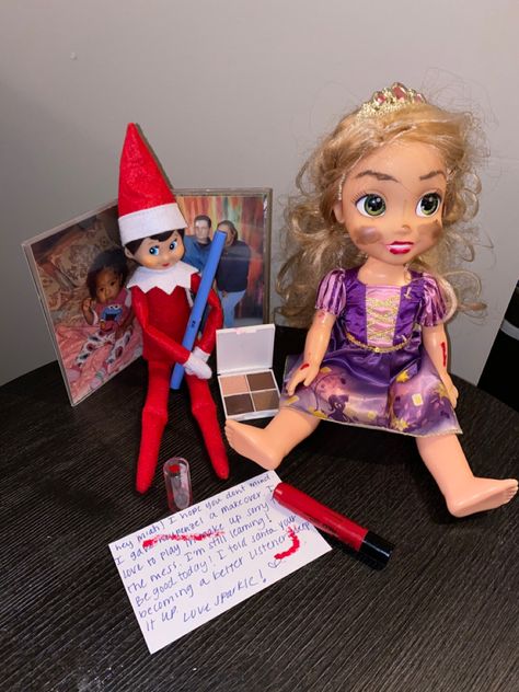 Elf On The Shelf Makeup, Shelf Makeup, Awesome Elf On The Shelf Ideas, Elf Activities, Elf Fun, Christmas Elves, Over Love, Elf On The Shelf Ideas, Shelf Ideas