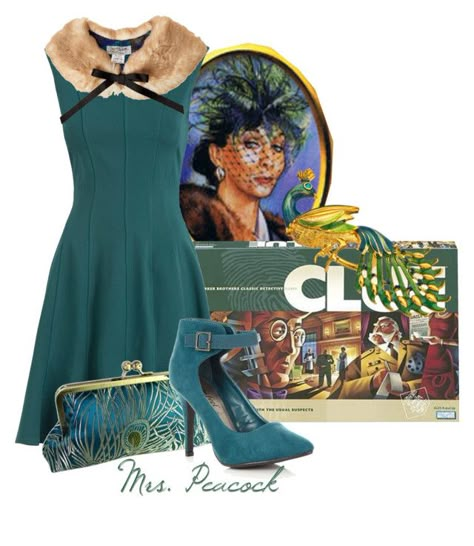 "Mrs. Peacock" by magykgirlz ❤ liked on Polyvore featuring INC International Concepts, Almari, Blanche In the Brambles and Shameless Mrs White Clue Costume, Mrs Peacock Costume, Clue Costume Ideas, Ms Peacock, Clue Costume, Mrs Peacock, Fall Party Outfit, Peacock Halloween, Mrs White