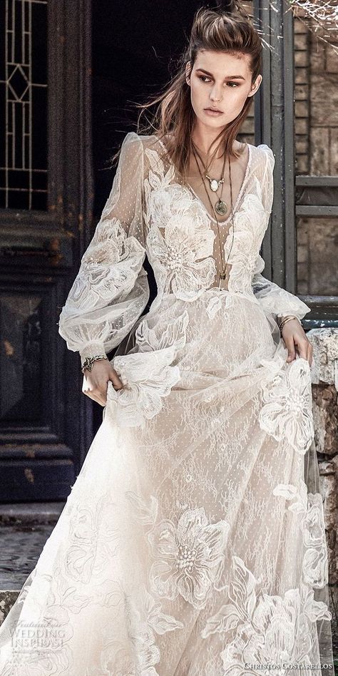 Meghan has said that she likes whimsical designs and this Costarello dress is just that. The pattern on this dress is a little heavy but the fabric and shape are fabulous. Spring 2018 Russian Wedding, Bohemian Wedding Dresses, Stil Inspiration, Beauty Dress, Floral Lace Dress, Planning Ideas, Wedding Dress Inspiration, White Wedding Dresses, Nice Things