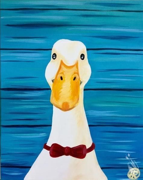 January Art, Animal Paintings Acrylic, Painting With A Twist, Charlotte's Web, Duck Art, Animal Art Prints, Oil Pastel Paintings, Simple Canvas Paintings, Painting Party