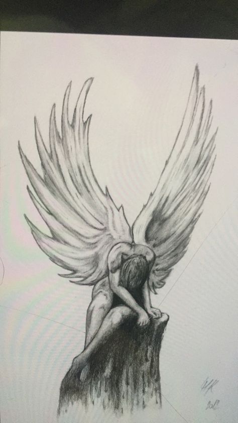 Dark Artworks Drawing, Weeping Angel Drawing, Angel Drawing Sketches Easy, Angel Easy Drawing, Angel Sketch Simple, Drawing Ideas Angel, Rip Drawing Ideas, Falling Angel Drawing, Angel Drawing Sketches