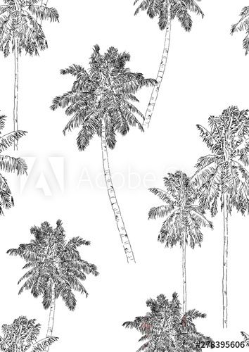 seamless pattern hand drawn illustration of coconut tree. sketch of palm tree, realistic summer plant - Buy this stock vector and explore similar vectors at Adobe Stock | Adobe Stock Coconut Tree Sketch, Summer Plant, Tree Sketch, Tree Sketches, Summer Plants, Hand Drawn Illustration, Coconut Tree, Drawn Illustration, Palm Tree