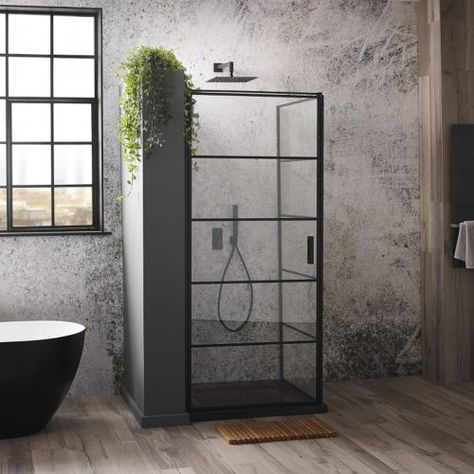 Black Window Frames, Corner Shower Enclosures, Walk In Shower Designs, Power Shower, Entry Design, Shower Units, Quadrant Shower, Corner Shower, Black Shower