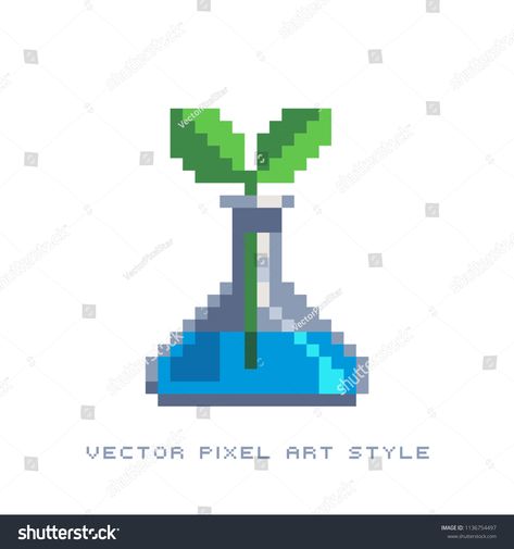 Eco technology concept. Lab flask pixel art icon. Chemical test tube with green plant. Logo for pharmacy, science, medicine, education, biotechnology and health. Isolated vector illustration. #Ad , #Ad, #icon#art#Chemical#tube Chemistry Pixel Art, Logo For Pharmacy, Science Pixel Art, Pixel Art Icon, Biotechnology Art, Eco Technology, Plant Logo, Chemistry Labs, Science Lab