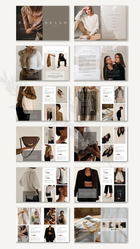 Magazine Lookbook Template - Editable Canva Retail Product Catalog with Prices Fashion Lookbook Layout, Fashion Lookbook Design, Magazine Lookbook, Design De Configuration, Lookbook Template, Catalog Design Layout, Product Catalog Template, Mises En Page Design Graphique, Lookbook Layout