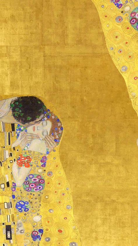 Klimt's The Kiss iPhone wallpaper, vintage yellow background, remixed by rawpixel | premium image by rawpixel.com / Adjima The Kiss Klimt Wallpaper, Klimt Phone Wallpaper, The Kiss Illustration, Gustav Klimt Wallpaper Iphone, Feminist Wallpaper Iphone, Klimt Wallpaper Iphone, Klimt Background, The Kiss Wallpaper, Art History Wallpaper