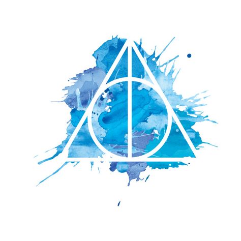 Harry Potter - Deathly Hallows - blue watercolours splashes background - ender wand - Potterhead - Hogwarts - Gryffindor - Severus Snape Tattoo Harry Potter, Harry Potter Deathly Hallows, Honey Badger, Severus Snape, Deathly Hallows, Badger, Hogwarts, Harry Potter, Honey