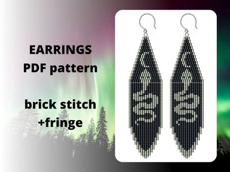 Fringe Earring Pattern, Pattern Snake, Seed Bead Earring, Earring Video, Beaded Patterns, Fringe Earring, Beaded Earrings Native, Seed Bead Pattern, Bead Earring