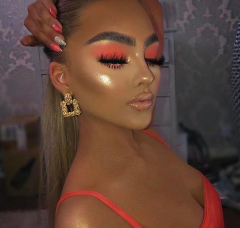 Orange Makeup Looks, Peachy Makeup Look, Photographic Makeup, Glam Makeup Looks, Spring Makeup Trends, Birthday Makeup Looks, Orange Makeup, Lip Color Makeup, Barbie Makeup