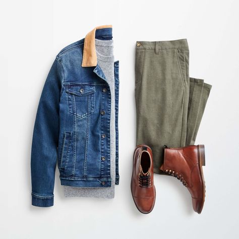 How to Wear a Jean Jacket | Personal Styling | Stitch Fix Denim Jacket With Jeans, Stitch Fix Men, Types Of Men, Business Attire For Men, Types Of Business, What To Wear To Work, Office Dress Code, Blazer Outfits Men, Silk T Shirt