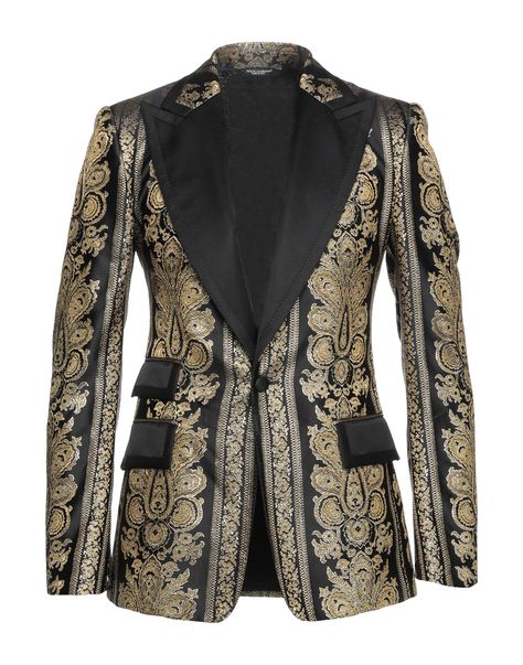 Dolce And Gabbana Men, Black And Gold Blazer, Snow White Shirt, Designer Blazers For Men, Dolce Gabbana Men, Gold Blazer, Men Suit, Blazer Designs, Glamorous Style