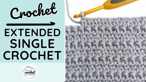 How to Extended Single Crochet : Free Crochet Patterns Extended Single Crochet, Crochet Project Free, Crochet 101, Crochet Socks Pattern, Crochet Stitches Free, Socks Pattern, Shell Stitch, Crochet Socks, Learn How To Crochet