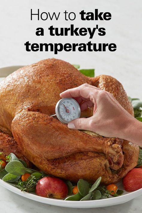 Here’s three easy steps to use a food thermometer to ensure your Thanksgiving turkey is delicious and safe to eat. Temp To Cook Turkey, Temperature To Cook Turkey, Dry Brined Turkey, Turkey Injection Marinade, Turkey Spatchcock, Turkey Temp, Turkey Roasting Times, Turkey Temperature, Turkey Whole