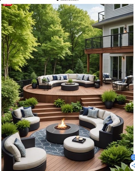 Deck With Levels, Two Tier Deck Ideas, Multi Level Backyard, Backyard Deck And Patio Ideas, Multi Level Deck Ideas, Two Level Deck Ideas, Two Level Deck, Design A Garden, High Deck