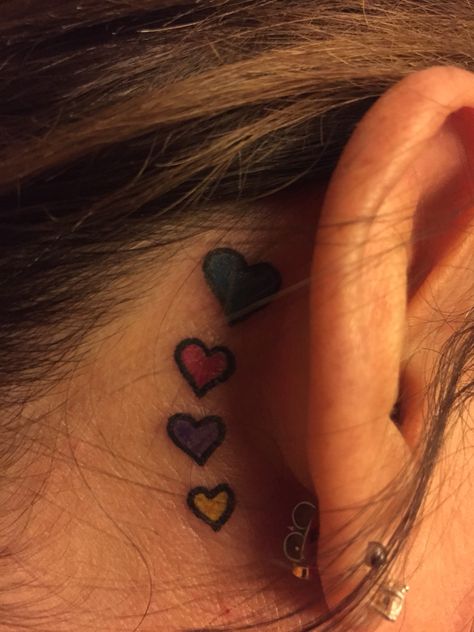 Small Heart Behind Ear Tattoo, Behind The Ear Tattoos, Behind Ear Tattoos, Small Heart Tattoos, Girl Pfps, Ear Tattoos, Side Tattoos, Tattoos Designs, Tat Ideas