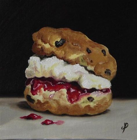 Scones And Jam, Oil Painting Nature, Food Artists, Food Painting, Candy Desserts, Fruit Art, Daily Paintworks, Fine Art Gallery, Original Fine Art