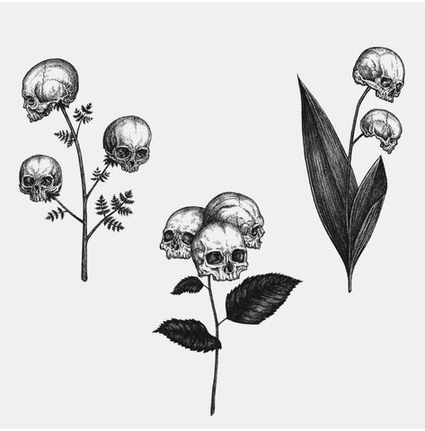 Tattoo Crane, Skull Flowers, Creepy Tattoos, Plant Tattoo, Spooky Tattoos, Tattoo Art Drawings, Tattoo Flash Art, Arte Inspo, Flower Skull