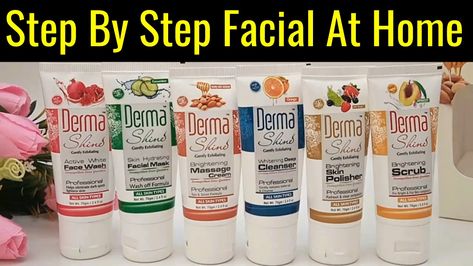 Derma Shine Fruit Facial Step By Step | Facial At Home Facial Step By Step, Facial Steps, Fruit Facial, Facial At Home, Hydrating Face Wash, Facial Kit, Skin Polish, Brightening Cleanser, Facial Products