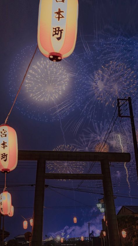 Anime Fireworks Wallpapers, Anime Fireworks Background, Fireworks Anime Wallpaper, Lantern Festival Aesthetic, Firework Wallpaper, Fireworks Aesthetic, Lantern Wallpaper, Firework Painting, Wallpapers Christmas