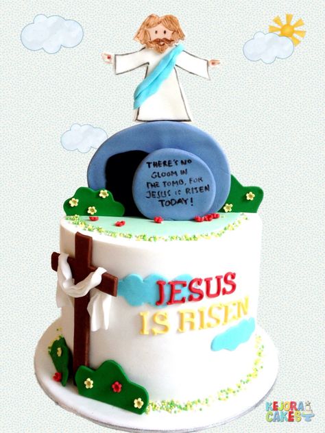 He is Risen cake He Is Risen Cake Ideas, Easter Cake Christian, He Is Risen Cake, Easter Jesus Crafts, Easter Cake Designs, Christian Cakes, Bible Cake, Easter Cupcake Toppers, Happy Birthday Cake Photo