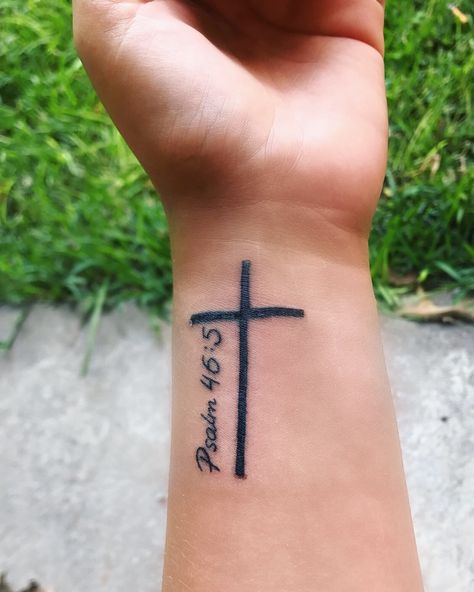 Psalm Tattoo, Cross Tattoo On Wrist, Scripture Tattoos, Meaningful Wrist Tattoos, Verse Tattoos, Guys Tattoos, Cross Tattoos For Women, Cool Wrist Tattoos, Wrist Tattoos For Guys