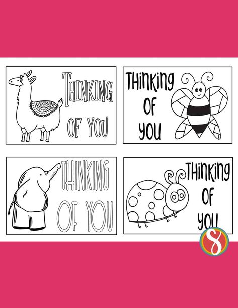 28 Free "Thinking of You" Cards To Color — Stevie Doodles Free Printable Cards, Free Coloring Sheets, Free Cards, Colouring Printables, Printable Coloring Sheets, School Themes, Free Printable Coloring, Free Printable Coloring Pages, Free Coloring Pages