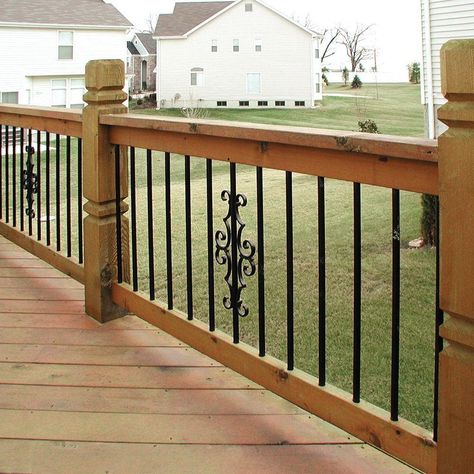 Wood Deck Railing, Deck Balusters, Deck Railing Design, Wood Balusters, Balcony Grill, Railings Outdoor, Patio Deck Designs, Deck Designs Backyard, Deck Railing