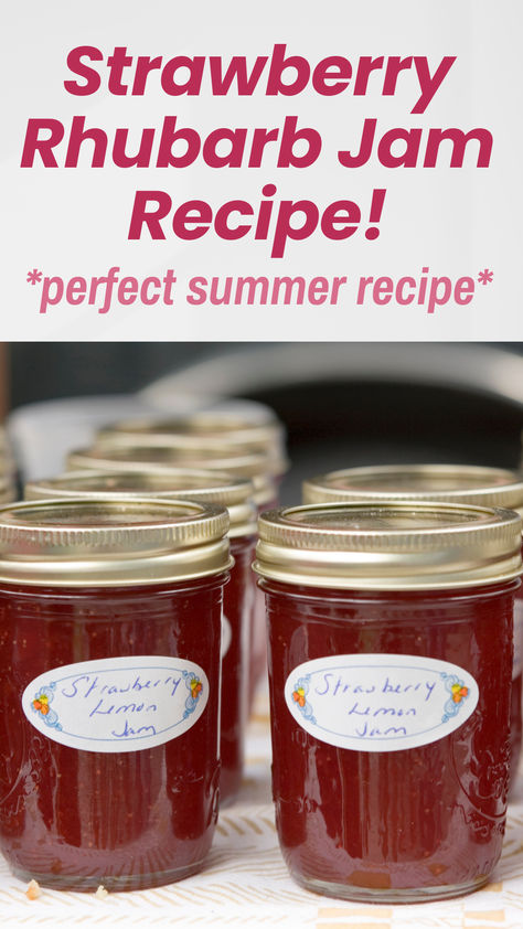 Strawberry Rhubarb Jam Recipe, Strawberry Jam Recipe, Strawberry Recipe, Jam Recipe, Summer Recipe, Jam Recipes, Summer Strawberry Recipes, Jam Recipes, Cottage Core, Picnic Recipes, Summer Picnic Strawberry Rhubarb Jam Recipe, Strawberry Salad Dressing, Cottage Core Picnic, Desserts Strawberry, Rhubarb Jam Recipes, Lemon Jam, Strawberry Recipe, Strawberry Rhubarb Jam, Picnic Recipes