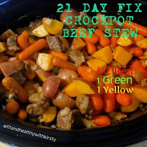 CROCKPOT BEEF STEW (21 DAY FIX APPROVED!!!!) Servings : 6 (1 Serving is measured with 2 Green Containers) 1 1/2 lbs Beef Stew Me... Crockpot Beef Stew, 21 Day Fix Recipes, 21 Day Fix Diet, 21 Day Fix Meal Plan, Beachbody Recipes, Beef Stew Crockpot, 21 Day Fix Meals, Crockpot Beef, Recipes Crockpot