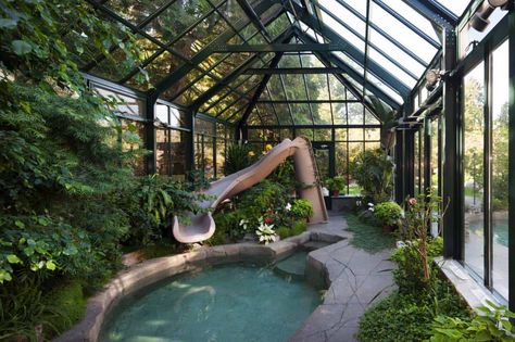 25+ Amazing conservatory greenhouse ideas for indoor-outdoor bliss Greenhouse Pool, Conservatory House, Conservatory Greenhouse, Retirement House, Fireplace Designs, Pool Enclosures, Indoor Swimming Pool, Greenhouse Ideas, Backyard Greenhouse