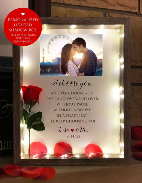 Gift For Valentines Day Girlfriend, Lighted Shadow Box, Valentines Boyfriend, Girlfriend Photo, Personalized Shadow Box, Guy Gifts, Happy Birthday Gorgeous, Personalised Gifts Diy, Gift Box For Men