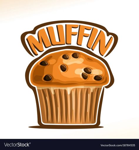 Logo for traditional muffin vector image Muffin Illustration Art, Choclate Chip Muffins, Muffin Illustration, Muffin Clipart, Muffin Cartoon, Stickers Food, Banana Nut Muffins, Food Doodles, Food Png