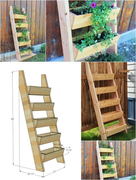 18 Brilliant and Creative DIY Herb Gardens for Indoors and ... Growing Herbs At Home, Ladder Planter, Vertical Herb Gardens, Diy Herb Garden, Vertical Vegetable Garden, Herb Gardens, Vertical Herb Garden, Vertical Garden Diy, Plants Growing