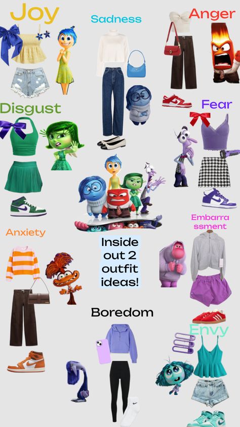 #insideout2 #joy 💛🩵 #anger ❤️🖤#sadness 💙🤍 #disgust 🤍💚 #fear 💜🤍#anxitey 🧡🤍 new age new emotions! Anger Inside Out Costume, Joy Inside Out Costume, Joy Costume, Fear Inside Out Costume, 2 Halloween Costumes, Fear Inside Out, Inside Out Costume, Girl Group Halloween Costumes, Joy Inside Out