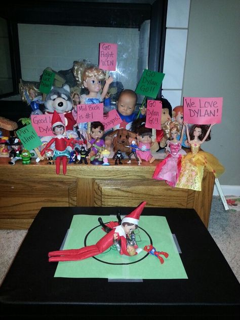 Elf On Shelf Wrestling, Elf On The Shelf Wrestling Ideas, Wrestling Elf On The Shelf, Encouragement For My Son, Ikea Christmas Gifts, Fun Christmas Ideas, Ice Ideas, Elf Ideas Easy, Cool Toys For Boys