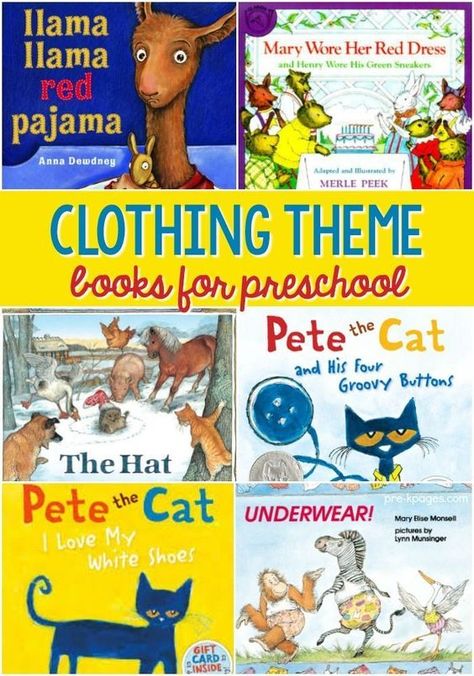 Clothing Study Books for Preschool. A list of picture books to go along with a clothing theme study unit in #preschool #TSG Preschool Clothes, Clothes Study, Books For Preschool, Clothing Study, Creative Curriculum Preschool, Pre K Pages, Teacher Projects, Education Preschool, Study Books