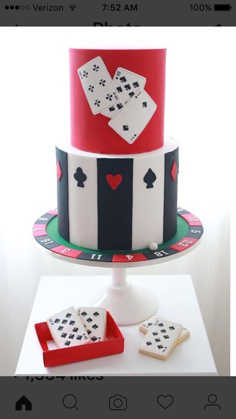 Poker Cake For Men, Card Cookies, Las Vegas Cake, Poker Cake, Vegas Cake, Bee Cakes, Cakes For Men, Casino Party, Casino Theme