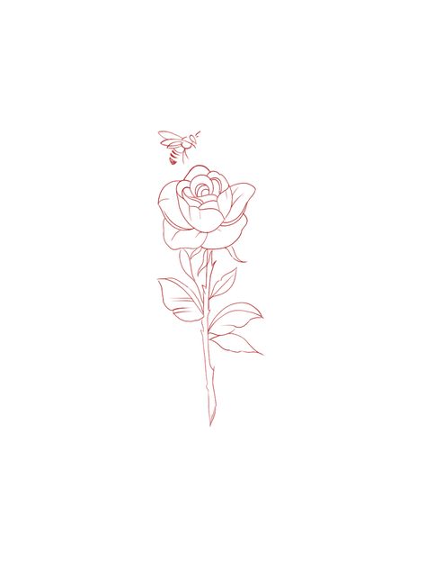 Fine Line Rose And Butterfly Tattoo, Fine Line Red Ink Rose Tattoo, Rose With Stem Outline, Gemini Heart Tattoo, Red Rose Tattoo Outline, Sentimental Tattoos, Rose Outline Tattoo, Rose Tattoo On Back, Rose And Butterfly Tattoo