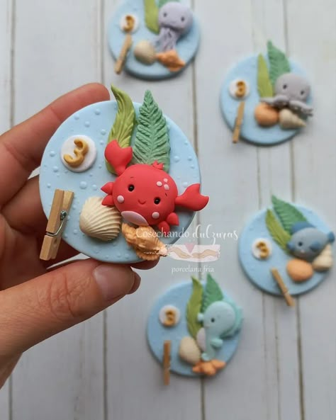 Sea Clay Art, Sea Polymer Clay, Polymer Clay Disney, Clay Magnets, Fondant Animals, Polymer Clay Figures, Polymer Clay Diy, Polymer Clay Animals, Fondant Figures