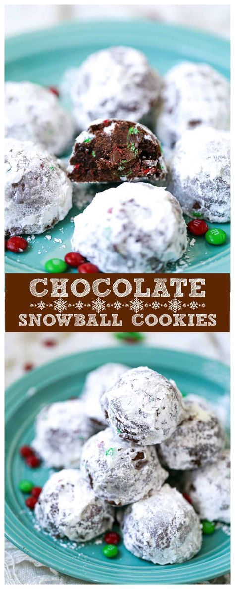 Indulge in the festive delight of Chocolate Snowball Cookies, a perfect holiday party snack. These chocolate desserts are a Christmas essential, adding a snowy charm to your table. Enjoy the rich, decadent taste of these chocolate cookies, encased in a powdered sugar shell for that magical holiday touch. A treat that's as fun to make as it is to devour! A must-try Christmas tradition! Chocolate Snowball Cookies Recipe, Creative Christmas Appetizers, Chocolate Snowball Cookies, Snowball Cookie, Festive Dessert Recipes, Chocolate Snowballs, Easy Vegan Cookies, Snowball Cookie Recipe, Russian Tea Cake