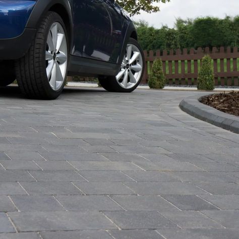 Front Garden Ideas Driveway Block Paving, Block Paving Driveway Ideas, Grey Block Paving Driveways, Grey Block Paving, Halifax West Yorkshire, Brindle Block Paving Driveway, Driveway Blocks, Block Paving Driveway, Modern Driveway