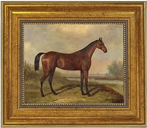 Schooner Bay Co. – William Barraud Hunter in Landscape Oil Painting Print on Canvas in Antiqued Gold Frame Home Wall Art Décor Equestrian Horse Ready To Hang (8-1/2" x 9-1/2", Antiqued Gold Frame) Bookcase Door Diy, Hawthorne House, Bookcase Door, Antique Horse, Equestrian Art, Painting Gold, Rustic Frames, Horse Drawing, Framed Oil Painting