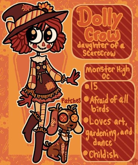 Patchwork Character Design, Scarecrow Character Design, Scarecrow Oc, Scarecrow Character, Cottage Core Art, Farm Dogs, Monster High Art, Character Base, Name Patches